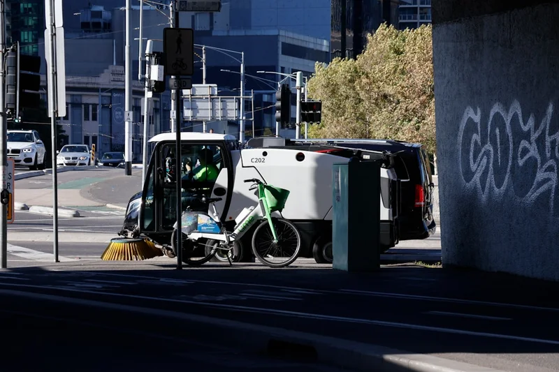 A street cleaning vehicle in Melbourne.